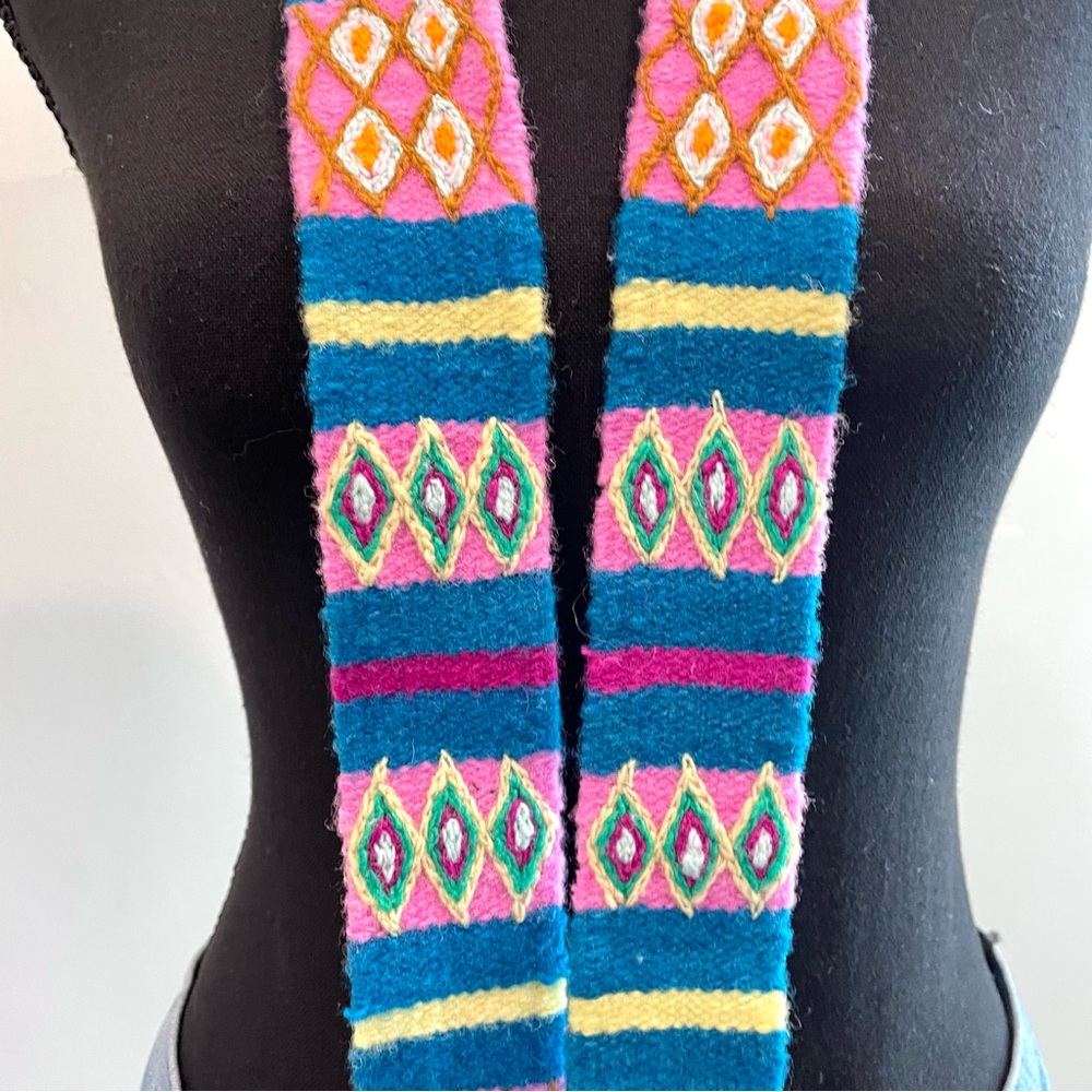 Madeline Parks Hand Embroidered Geometric Wool Belt - Picture 3 of 8